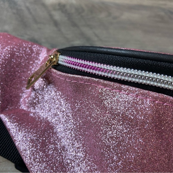 Pink glitter fabric bum bag fanny pack summer child’s zip buckle belt money - Picture 2 of 6